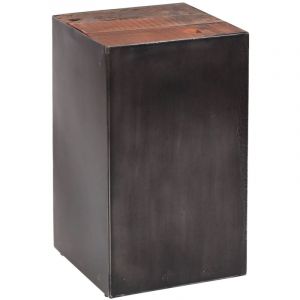 M&s - Sellette carr&eacute;e 30x50 cm en bois recycl&eacute; et m&eacute;tal - gladyz