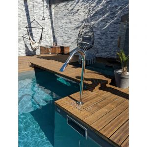 Canon Jet d'eau INOX 316 / 1m avec Embout de massage 8cm Tube Cascade Col de Cygne