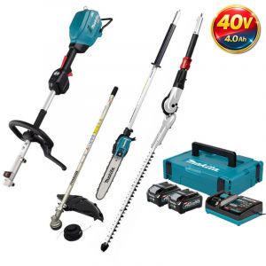 MAKITA Pack Outil Multifonctions 40V UX01G + Coupe-herbe + Perche &eacute;lagueuse + Taille-haies + 2 batt 4Ah + Coffret