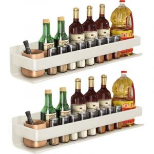 &Eacute;tag&egrave;re murale , id&eacute;ale pour la cuisine et la salle de bain, finition laqu&eacute;e, r&eacute;sistante &agrave; la corrosion et &agrave; la rouille, lot de 2, blanc cass&eacute;