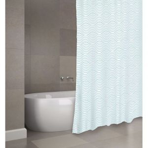 Rideau de douche Polyester wave 180x200cm QUALIT&agrave;&permil; premium Vert Pastel - Anneaux inclus MSV