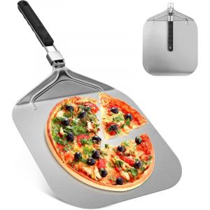 Professionnelle Pelle a Pizza Perforée32cm, Support de Grande Surface, avec Poignée Pliable pour Four et Barbecue pour la Cuisson de Pizzas, Pain