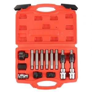 Coffret de douilles embout 12pcs m&eacute;canique auto Jeu d'outils combin&eacute;s de poulie d'alternateur Module d'outils pour poulies d&eacute;brayables d'alternateurs