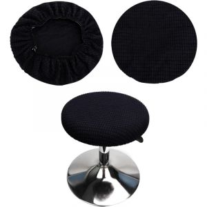 CCYKXA Housse Tabouret de Bar Rond Elastique, Lavable et Durable pour 30-40cm (1 Pi&egrave;ce Noir)
