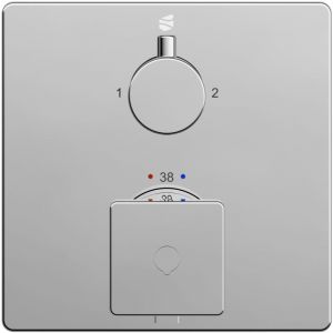 BERNSTEIN - Robinet mitigeur thermostatique de douche mural encastr&eacute; Laiton Chrome, 2 sorties, Fonction anti-br&ucirc;lure - 14x14x7cm (LxHxP) - LAVOA