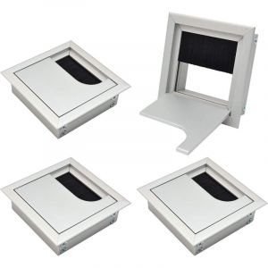 80x 80mm Cache-conduit de c&acirc;ble carr&eacute; pour organisateur de cordon de bureau encastr&eacute; pour meubles Aluminium anodis&eacute; argent Cache-c&acirc;ble pour conduit