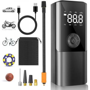 NOLUXA Gonfleur Pneus Voiture, Mini Compresseur a Air Portatif 6000mAh, Pompe a Velo 150 Psi avec Manomètre, Gonfleur Electrique pour Pneus de
