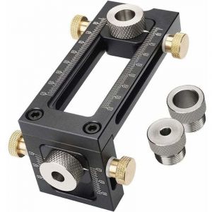 Gabarit de per&ccedil;age 2 en 1 pour le travail du bois, gabarit de poche r&eacute;glable, kit de guide de per&ccedil;age &agrave; 4 trous 6/8/10/12 mm, kit de cheville pour