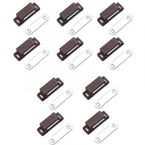 Loqueteau magn&eacute;tique puissant &ndash; force de maintien 4kg &ndash; lot de 10 - brun &ndash; aimant porte &ndash; loqueteau aimant &ndash; aimant placard &ndash; aimant porte de placard
