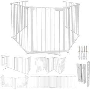 Vingo - swanew Barriere de securite avec 5 Pans Protection Cheminée Pare-Feu de Cheminée 310x75cm Barrière de Sécurité Blanc pour bébé Animaux Enfant