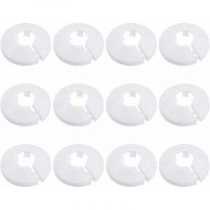 12 Pcs Cache Tuyau, Cache Tuyau Plomberie Collier Radiateur, Manchon Radiateur pour Tuyau Rosace Ronde Blanche Diam&egrave;tre de 15 mm (Blanc)