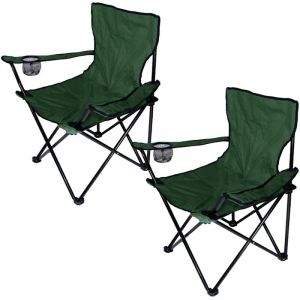 Jeobest - Lot de 2 Pliante Chaise De Camp Si&egrave;ge Pliant et Portable jardin Portable pr&eacute;sident de p&ecirc;che pliante pr&eacute;sident plage Avec Porte-Boisson