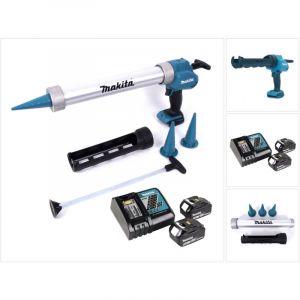 Makita DCG 180 RTX Pistolet &agrave; cartouche sans fil 18 V 300 / 600 ml + 2x batterie 5,0 Ah + chargeur