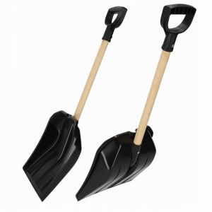 Petite pelle &agrave; neige en plastique - Confortable - Avec manche en bois - Pelle &agrave; neige avec poign&eacute;e ergonomique en d - Pelle &agrave; neige (60 x 30 cm)