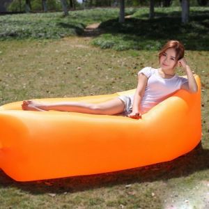 Canap&eacute; Ext&eacute;rieur Portable Canap&eacute; Paresseux Pli&eacute; Gonflable Plage Paresseux Sac de Couchage Canap&eacute; D'Air,Orange, 250 75cm