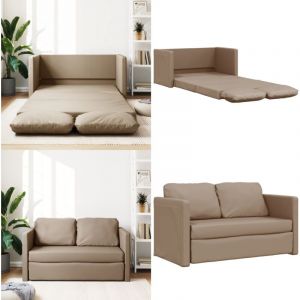 Canap&eacute;-lit 2 en 1 cappuccino 112x174x55 cm similicuir - Canap&eacute; Convertible - Canap&eacute; Lit - Canap&eacute; Deux Places - Canap&eacute; Tissu Simili Cuir - Meuble