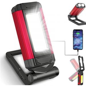 Lampe de Travail Rechargeable Puissante, Baladeuse LED Lampe Atelier avec Base Magnétique, Lampe Torche avec IPX6 Étanche, Garage et Camping