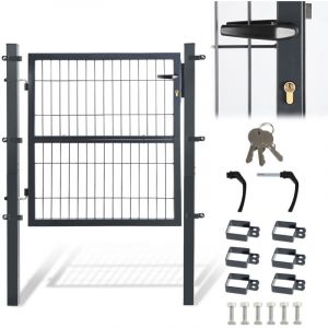 Wolketon 100x100cm Portillon de jardin En acier galvanis&eacute; - Portail de jardin - Porte de cl&ocirc;ture - Avec serrure, poign&eacute;e et cl&eacute; Portillon grillag&eacute;