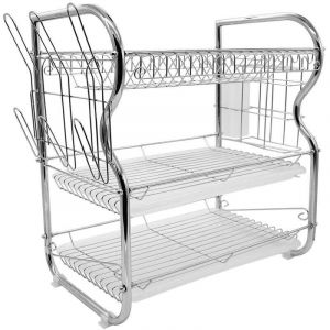 Dpzo - 3 &Eacute;tages &Eacute;gouttoir a Vaisselle Avec Plateau Inox &Eacute;tag&egrave;re &agrave; vaisselle Egouttoir &agrave; couverts Panier &agrave; vaisselle Rangement Cuisine