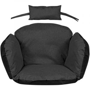 Coussin de jardin 112x113 cm pour fauteuil suspendu, nid de cigogne, imperméable, noir