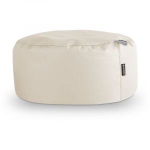 Happers - Pouf Rond Similicuir Outdoor Écru Clair Écru