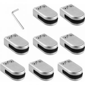8 PCS Pince &agrave; Verre 6-8mm Porte-Verre Clip en verre en Acier Inoxydable 304 Support en verre R&eacute;glable en Verre pour Balustrade Escalier Main courante