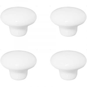 Gabrielle - Lot de 4 boutons de porte ronds en c&eacute;ramique blanche, petite poign&eacute;e de porte d'armoire &agrave; trou unique, 32 mm