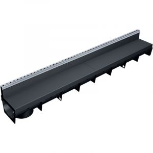 MEA - Caniveau Extérieur 1m park avec Grille à Fente en pp recyclé + profil E-blade b en inox Classe A15 - Terrasse, Piscine, Jardin - Largeur utile