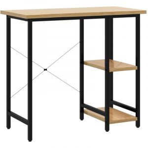 Bureau table poste de travail meuble d'ordinateur informatique &eacute;tude d'ordinateur et ch&ecirc;ne clair 80 x 40 x 72cm mdf et m&eacute;tal brun