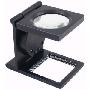 Loupe compte-fils pliant pliable avec monture en m&eacute;tal peint en noir