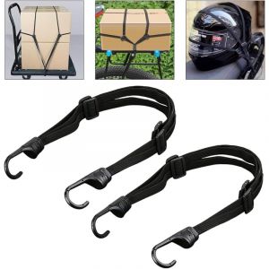 2 sangles bagage &eacute;lastiques r&eacute;tractables avec crochets, tendeur plat noir pour casque et v&eacute;lo