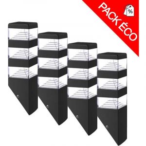 Pack de 4 appliques Pyramide Inox 48 led smd 12W finition Noir Lumihome