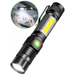 Lampe torche 3 en 1, lampe torche led rechargeable par usb, aimant zoom, lampe de travail &eacute;tanche cob 4 modes (1 pi&egrave;ces)