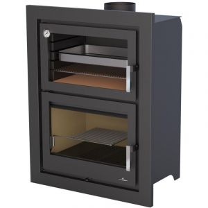 Insert à bois raccordable avec four Bronpi Murano - e 14 kW Sans kit air - Sans kit four inox