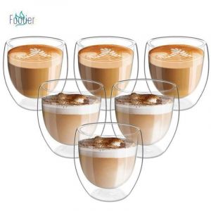 6pcs Tasse &agrave; Expresso &agrave; Double Paroi, Tasse a Cafe, Tasse Double Paroi, 80ml, Tasses &agrave; Moka, Verres Thermiques &agrave; Effet Flottant