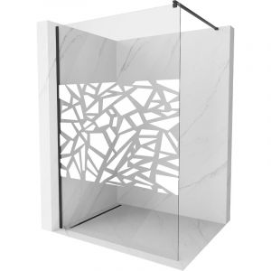Mexen - Kioto paroi de douche 130 x 200 cm, transparent/Design blanc 8 mm, Noir - 800-130-101-70-85