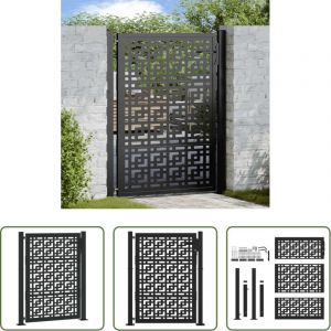 Portail m&eacute;tallique - Portail de jardin noir 100x125 cm en acier avec croix