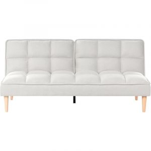 Beliani - Canapé-lit 3 Places Convertible Clic-Clac Inclinable en Tissu Matelassé Blanc Cassé Siljan