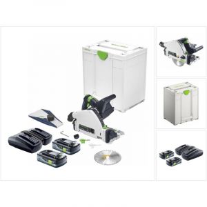 Festool TSC 55 KEB-Basic Scie plongeante sans fil 18 V / 36 V ( 2x 18 V ) 160 mm Brushless + 2x batterie 4,0 Ah + double chargeur + Systainer