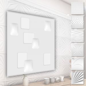Panneaux muraux 3D en plastique PVC - rev&ecirc;tement mural blanc avec aspect 3D - motifs abstraits: 3 qm 12 plaques, HD009