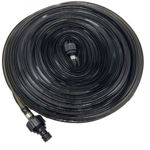 Tuyau d'arrosage Relaxdays, 20 m, pour pelouse et massifs, plat, perfor&eacute;, brumisateur, jardin, noir