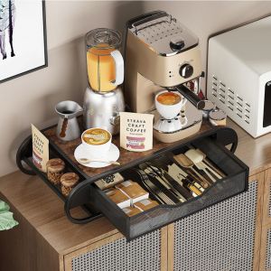 Tiroir porte-capsules, tiroir de rangement pour capsules avec support pour gobelets et couvercles jetables, organisateur de station de bar &agrave; caf&eacute;