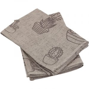 Lot de 2 torchons de cuisine toile coton cactus 50x70 cm