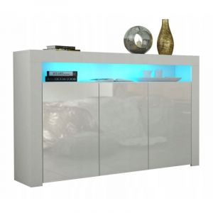 Dusine - Buffet jive 145 cm blanc laqué avec leds