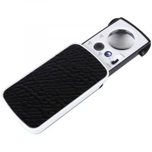 Loupe de poche &eacute;clair&eacute;e &agrave; LED - Loupe 30X 60X 90X - Loupe de lecture &eacute;clair&eacute;e pour personnes &acirc;g&eacute;es - Loupe de poche pliable noire pour bijoux, pi&egrave;ces
