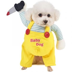 D&eacute;guisement d'Halloween pour chien - Poup&eacute;e pour animal de compagnie avec couteau et robe d'Halloween pour chat - D&eacute;guisement d'Halloween pour chat
