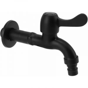 Sunxury - Robinet D'eau 304 Acier Inoxydable Calibre G1/2 Mural Long Style Robinet D'eau Froide Simple Noir Robinet D'eau Froide Simple (pour machine