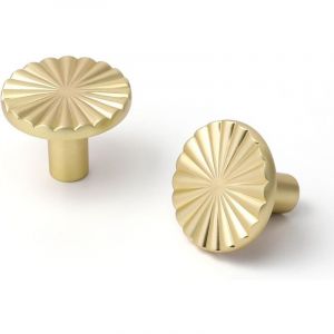 Lot de 5 Boutons de Porte en Or Bross&eacute; (Aspect Laiton) pour Commode Cuisine Armoire - Poign&eacute;es Simples de Tiroir en Alliage de Zinc