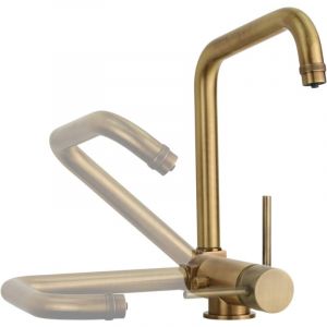 Mitigeur d'évier de cuisine pour eau purifiée 4 voies bec rabattable couleur bronze Pollini filtra 52000061300 Bronze