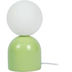 Lampe de table Relaxdays, c&eacute;ramique et verre, G9, HxP : 21 x 11 cm, lampe de nuit avec c&acirc;ble, chambre, vert/blanc